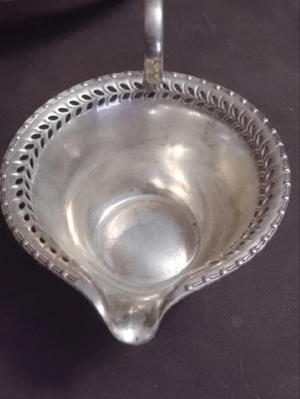 Source Unknown Silver-Tone Pierced Rim Creamer Pitcher